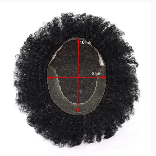 Vista 6 de Unidad de cabello de tejido afro para hombres negros, sistema de reemplazo de cabello humano brasileño para hombres africanos estadounidenses encaje