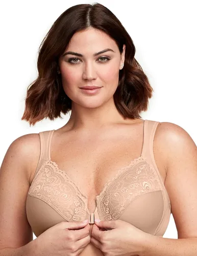Vista 4 de Glamorise - Brasier con aros y cierre frontal para mujer, tecnología Wonderwire, talla extragrande, n. 1245