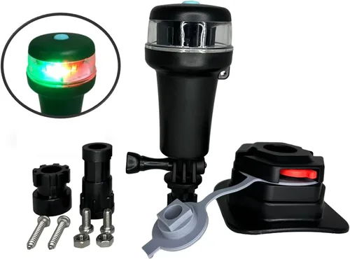Vista 8 de Pactrade Marine Luces de navegación para barcos LED - Luces de navegación rojas y verdes alimentadas por batería para barcos - Adaptador y soportes