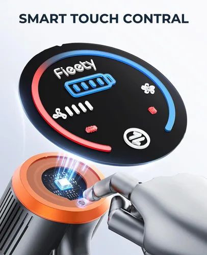 Vista 2 de Fieety Aspiradora inalámbrica, 550 W, 45 KPA, aspiradora inalámbrica con batería recargable de 60 minutos, pantalla táctil LED, aspiradoras de mano