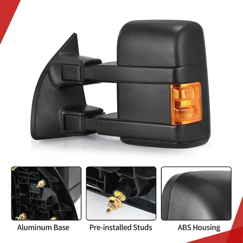 Vista 7 de YITAMOTOR Espejos de remolque compatibles para Ford F250, F350, F450, F550 2008-2016, espejos de remolque con calefacción eléctrica y luz de giro