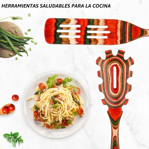 Vista 7 de Utensilios de cocina Pakkawood para cocinar, utensilios de cocina