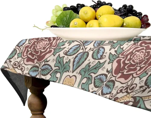 Vista 141 de Mantel Floral Retro de Pájaros, Diseño Original Bohemio William Morris Estampado Cubierta de Mesa para Hogar Picnic Fiesta Comedor Cocina William