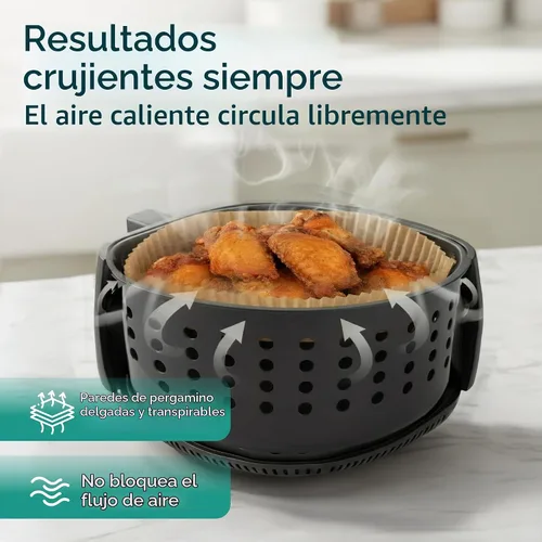 Vista 6 de Cathy Yoder's - Forros redondos para freidora de aire, 128 forros para freidora de aire de 6.3 pulgadas, desechables redondos, 2-5 cuartos de galón