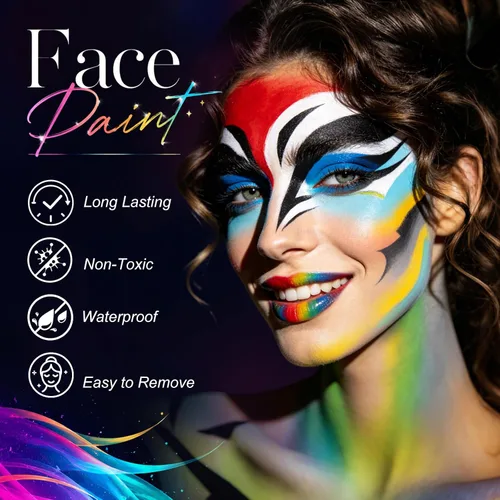 Vista 4 de 2 barras de pintura facial blanca y negra Negro blanco