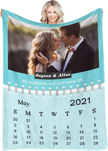 Vista 27 de Manta personalizada con fotos, texto, fotos personalizadas, mantas para adultos y niños, cumpleaños familiar, 1 foto, 50 x 40 pulgadas