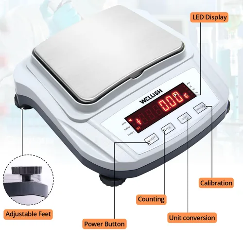 Vista 3 de Báscula de laboratorio 21.16 oz/0.00 oz Báscula digital de alta precisión con pesos de 17.64 oz Balanza analítica Balanza electrónica para pesaje