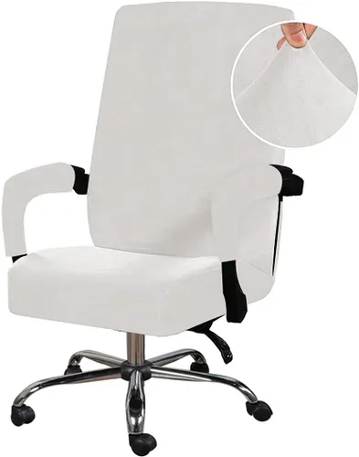 Vista 3 de Funda para silla de oficina con fundas para reposabrazos, funda elástica de terciopelo suave para silla de escritorio, fundas protectoras para silla