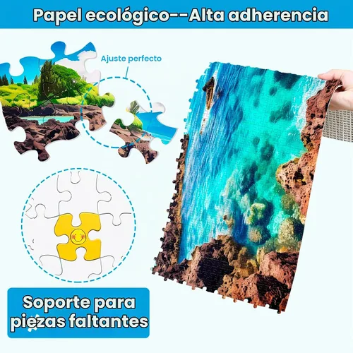 Vista 5 de Paquete de 2 rompecabezas de 1000 piezas para adultos, rompecabezas de playa, árbol de coco, paisaje de arrecife, 2000 piezas en total