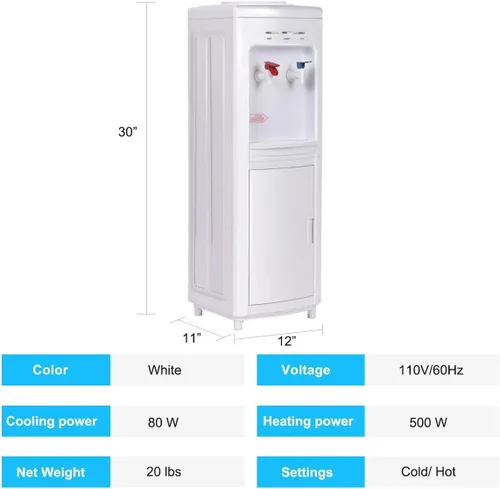 Vista 7 de ARLIME Dispensador de agua caliente y fría, dispensador de enfriador de agua de carga superior para botellas de 3 a 5 galones, bloqueo de seguridad