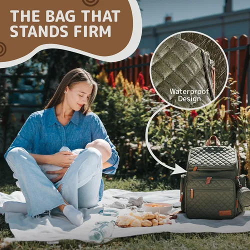 Vista 8 de Mochila grande para pañales para mamá y papá, bolsa de viaje unisex para bebé, 15 bolsillos, cambiador, correas para cochecito, elegante y lavable