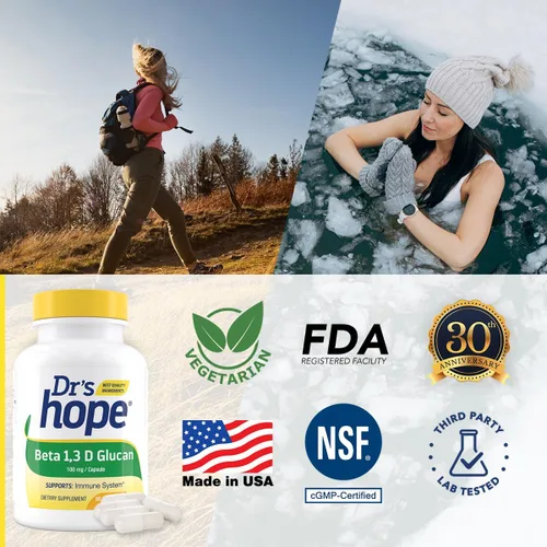 Vista 5 de Dr's Hope Suplemento beta glucano 1,3D 500mg - Apoya la energía, el metabolismo y mejora el sistema inmunológico - Fabricado en Estados Unidos