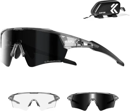 Vista 9 de KAPVOE Gafas de ciclismo fotocromáticas para hombres y mujeres, gafas de sol deportivas con protección UV, gafas de bicicleta de montaña, MTB
