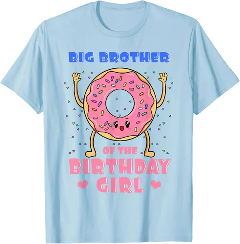 Vista 87 de Big Brother Of The Birthday Girl Donut Bday Party Bro Sib Camiseta, Negro, S