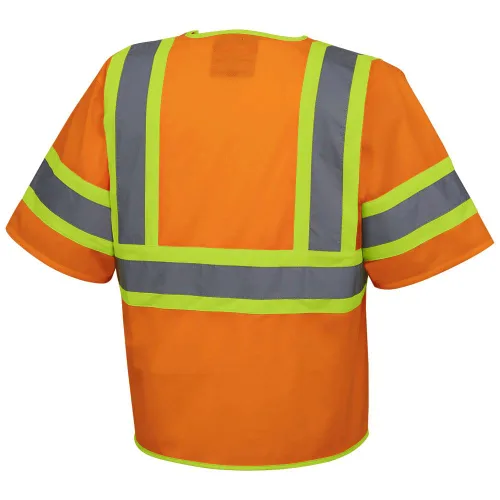 Vista 8 de Pioneer Chaleco de seguridad con mangas Hi Vis para hombres y mujeres, tricot transpirable, cinta reflectante, bolsillos, clase 3, color naranja