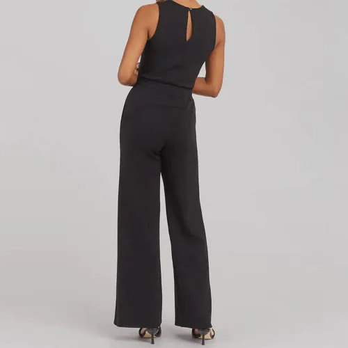 Vista 4 de oliwex Air Essentials - Enterizo de 2023 para mujer, casual, holgado, manga corta, cinturón, pierna ancha, pantalón