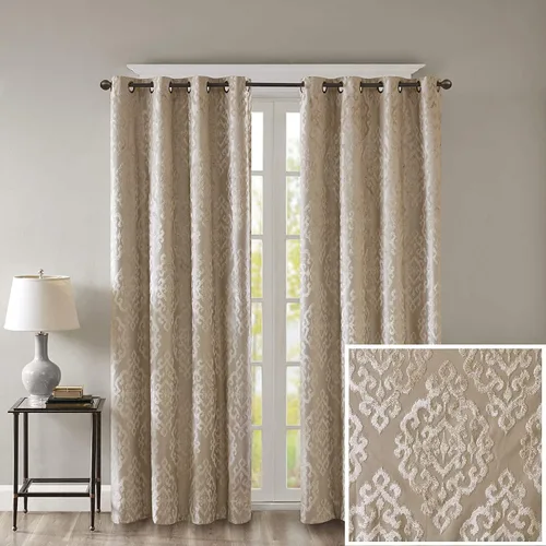 Vista 16 de Sun Smart Amelia - Cortina de oscurecimiento total jacquard con diseño paisley para dormitorio, panel individual de lujo para ventana de sala