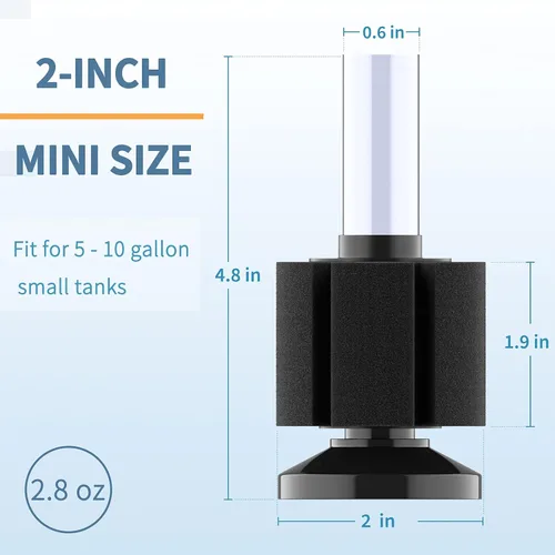 Vista 4 de Pawfly Paquete de 4 filtros de esponja nano bio para acuario, camarones betta fritos silenciosos y filtro de espuma de peces pequeños para peceras
