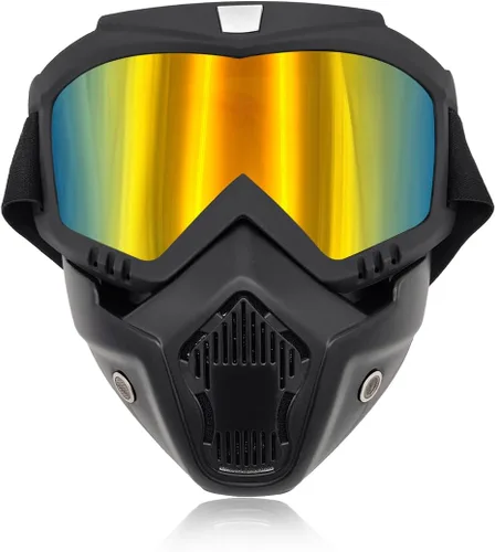 Vista 10 de povtii Gafas de Motocicleta, Gafas de Casco de Dirt Bike Resistentes al Viento con Máscara Facial Removible, Accesorios de Motocicleta (Colorido)