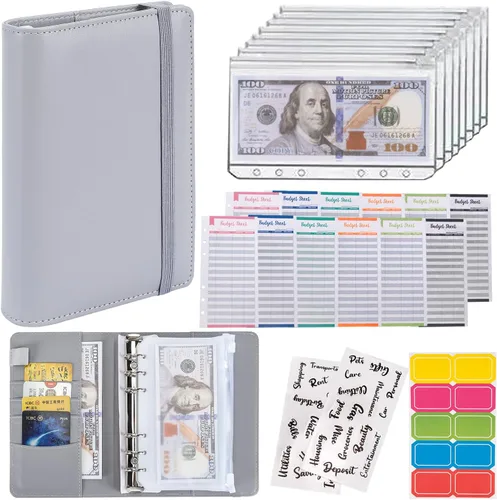 Vista 15 de NICOOTH Carpeta de Presupuesto con Sobres de Efectivo A6 Carpeta para Ahorrar Dinero con Sobres con Cremallera (A6 Verde)