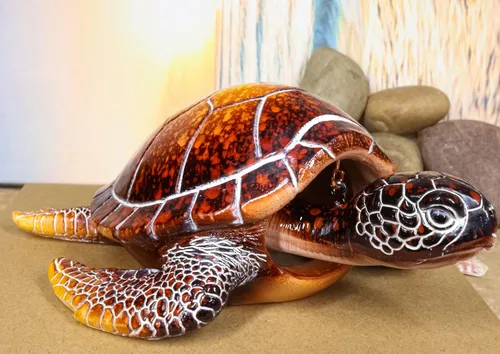 Vista 3 de Ebros Gift Océano náutico Coloridos tonos de concha roja gigante tortuga marina nadando Bobblehead Figurita 6 pulgadas de largo, tortugas reptiles