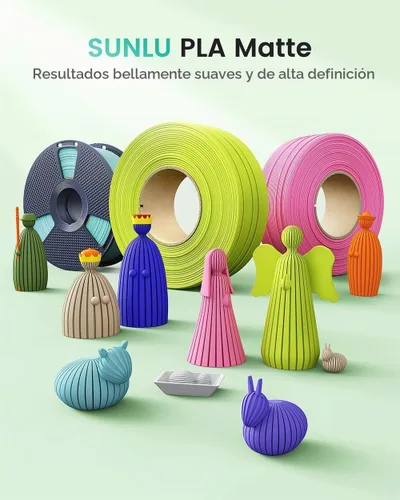 Vista 2 de SUNLU - Filamento PLA mate de 1/16 pulgadas para impresora 3D, carrete compatible con filamento de repuesto Bambulab, de 2.2 libras, textura