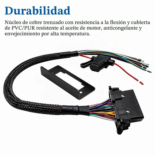 Vista 3 de Cable hembra de la coleta del puerto 16pin OBD2 OBDII con el fusible 10A