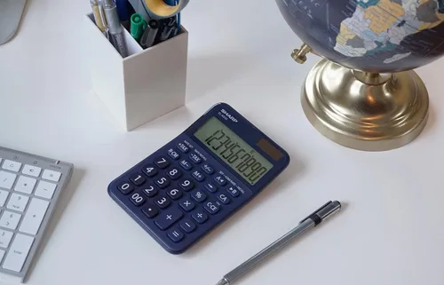 Vista 2 de Sharp EL-M335 Calculadora de escritorio extragrande de 10 dígitos con funciones de conversión de moneda, teclas de impuestos, porcentaje