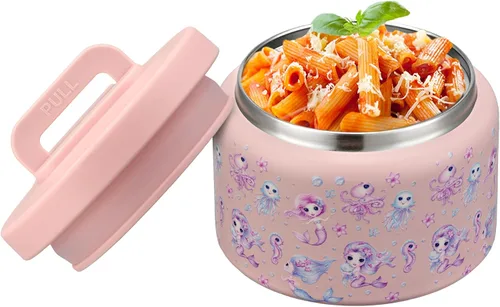 Vista 11 de PIQUEBAR - Termo infantil de 8 onzas para alimentos calientes, pequeño recipiente térmico de acero inoxidable, termo de boca ancha fácil de abrir