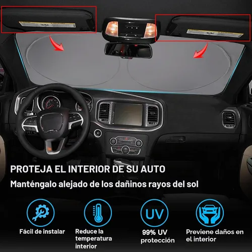 Vista 4 de Parasol para parabrisas delantero para Dodge Charger Challenger Durango Journey Ajuste universal para todos los coches Dodge Visor de sol plegable