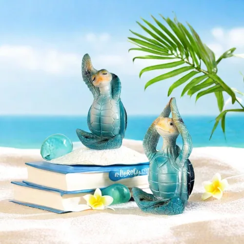 Vista 4 de Decoración de yoga de meditación de tortugas marinas, figuras de tortuga de resina, estatua de tortuga espiritual, estatuas de yoga para meditar