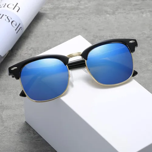 Vista 7 de Gafas de sol retro semi sin montura con medio marco UV400 para hombres y mujeres