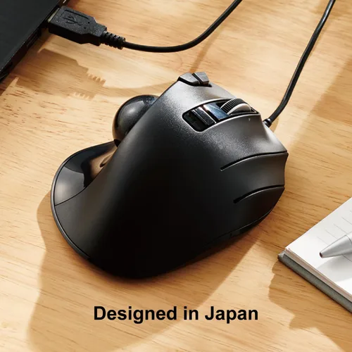 Vista 2 de ELECOM EX-G Ratón de Trackball con cable, ergonómico, control de pulgar, bola de rodillo de seguimiento suave, 6 botones programables, mouse