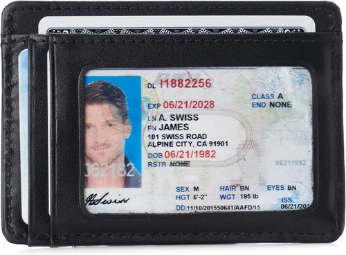 Vista 2 de Alpine Swiss Dermot - Cartera minimalista con clip de dinero para hombre, de piel suave, viene en caja de regalo
