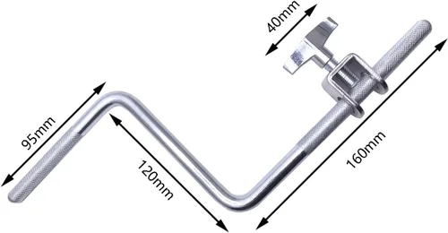 Vista 2 de Soporte de brazo de cencerro de forma de Z 3/8" accesorios de montaje de percusión acero cromado