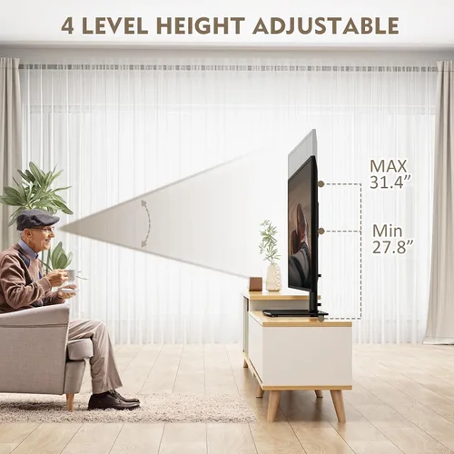 Vista 4 de Soporte universal giratorio para TV con base de mesa para televisores de 32 a 65 pulgadas con giro de 80 grados, base de 4 niveles de altura
