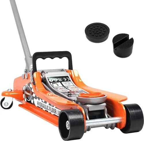 Vista 8 de gato de piso de perfil bajo de 2.5 toneladas para carreras, construcción de acero de alta resistencia, rango de elevación 8.51 cm-36 cm