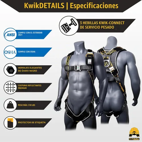 Vista 6 de KwikSafety TORNADO Safety Harness ANSI OSHA Fall Protection Gear