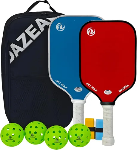 Vista 6 de Paletas de pickleball aprobadas por USAPA (paquete de 2) – Superficie de fibra de vidrio y núcleo de panal de abeja de 0.630 in agarre