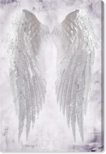 Vista 10 de Oliver Gal Wings of Angel Amethyst - Lienzo impreso para sala de estar, dormitorio y baño, 16 x 24 pulgadas, marco flotante negro