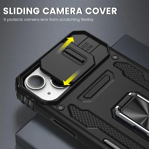 Vista 4 de Maxdara Funda para iPhone 14 y iPhone 13, color negro