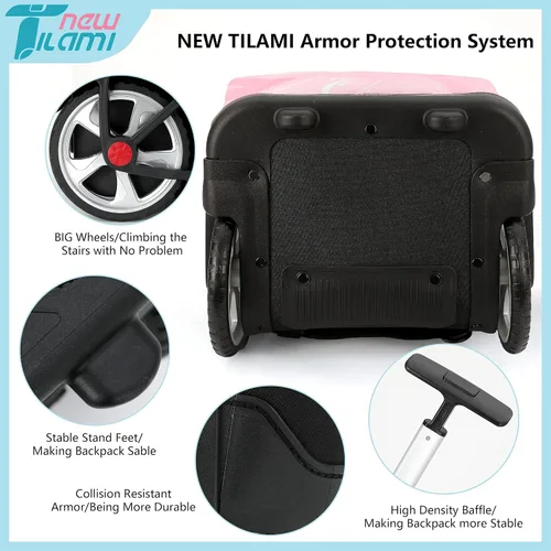 Vista 24 de NEW TILAMI Mochila con ruedas de 19 pulgadas con bolsa de almuerzo para niñas y niños, mochila para laptop con ruedas, bolsa de mano duradera