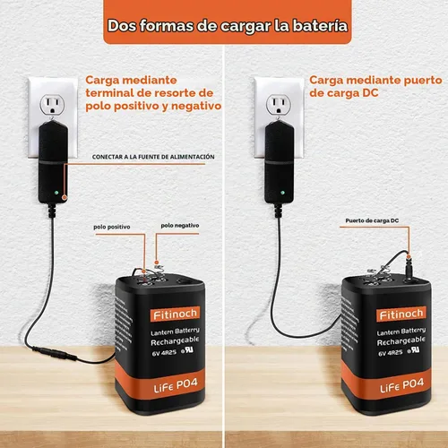 Vista 3 de LiFePO4 - Batería recargable de 6 voltios y 6 Ah con cargador