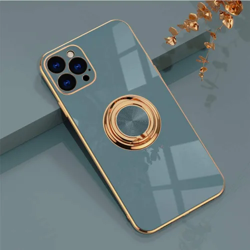 Vista 96 de Compatible con iPhone 11 Kickstand, anillo de rotación de 360 grados integrado con borde de oro rosa brillante que funciona con soporte magnético