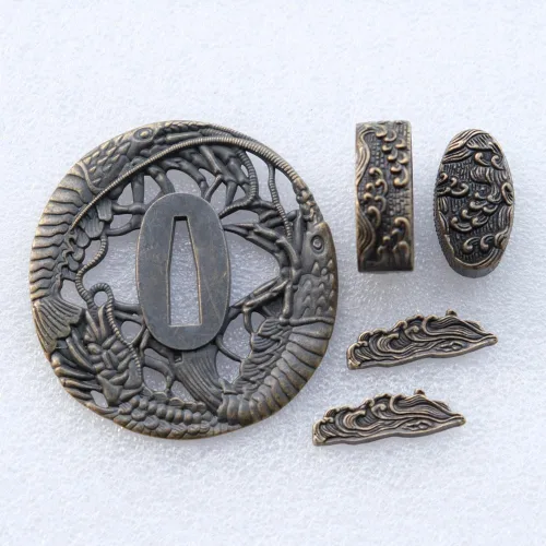 Vista 38 de Espada samurái japonesa KOSHIRAE – TSUBA FUCHI KASHIRA MENUKI 68-100