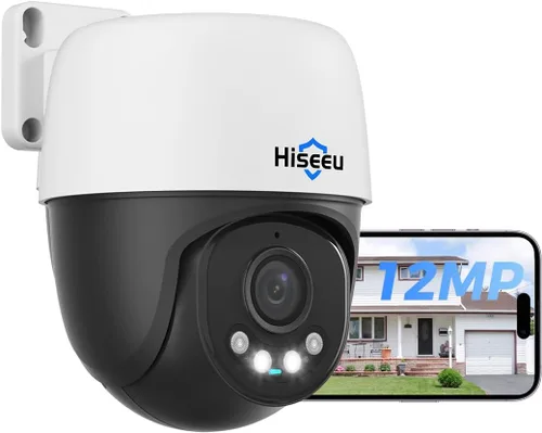 Vista 10 de Hiseeu Seguimiento automático + audio de 2 vías: cámara de seguridad con cable PoE de 5MP para exteriores, PTZ 300° Pan 90 Tilt Digital Zoom