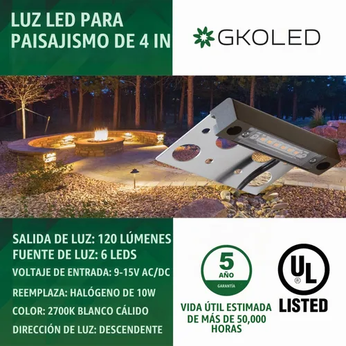 Vista 2 de GKOLED Luz LED Hardscape de 4 pulgadas, luz de pared de pavimentadora, fuente de iluminación LED de 2 W 2700 K, luces de paso al aire libre, carcasa