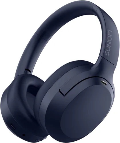 Vista 11 de Audífonos híbridos con cancelación de ruido activa, auriculares inalámbricos Bluetooth sobre la oreja con micrófono, tiempo de reproducción de 60