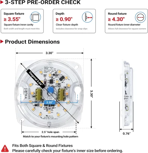 Vista 2 de Legental - Motor de luz LED de 3", tamaño total de 4.04 pulgadas, 10 W, 850 LM, luz diurna de 5000 K, módulo de reacondicionamiento regulable