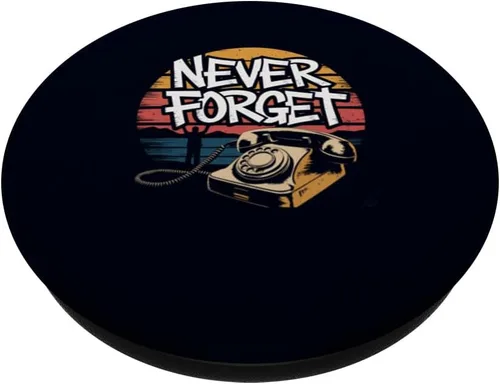 Vista 2 de Never Forget Old Phone Retro Vintage 70s 80s 90s Nostalgia PopSockets Adhesive PopGrip